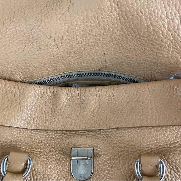 Prada Camel Leather Buckle Flap Satchel Shoulder Tote Bag - Picture 11 of 13